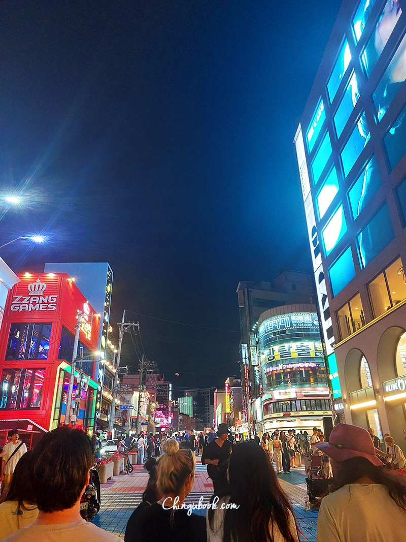 Hongdae street at night