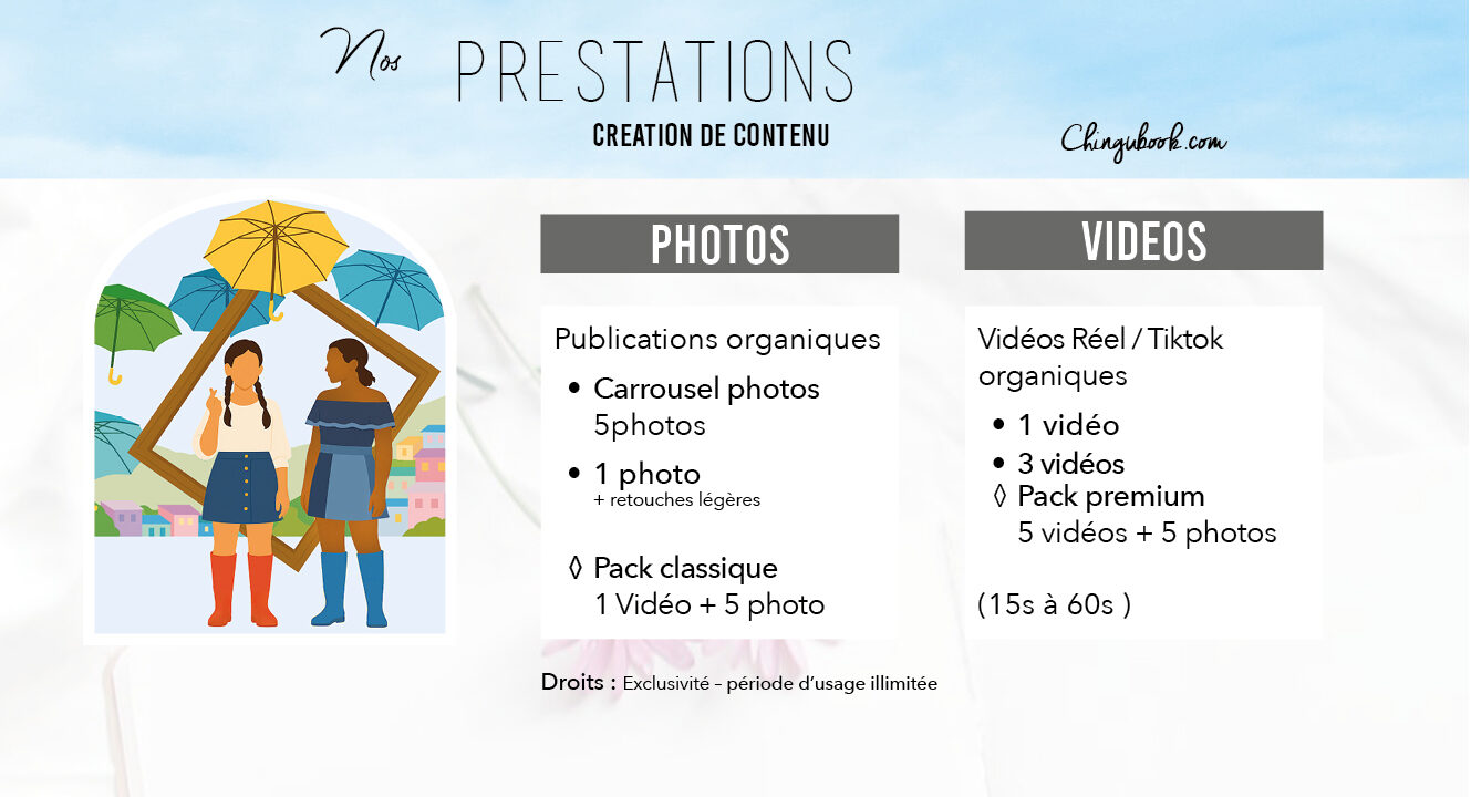 Création de contenu Photo vidéo réseaux sociaux